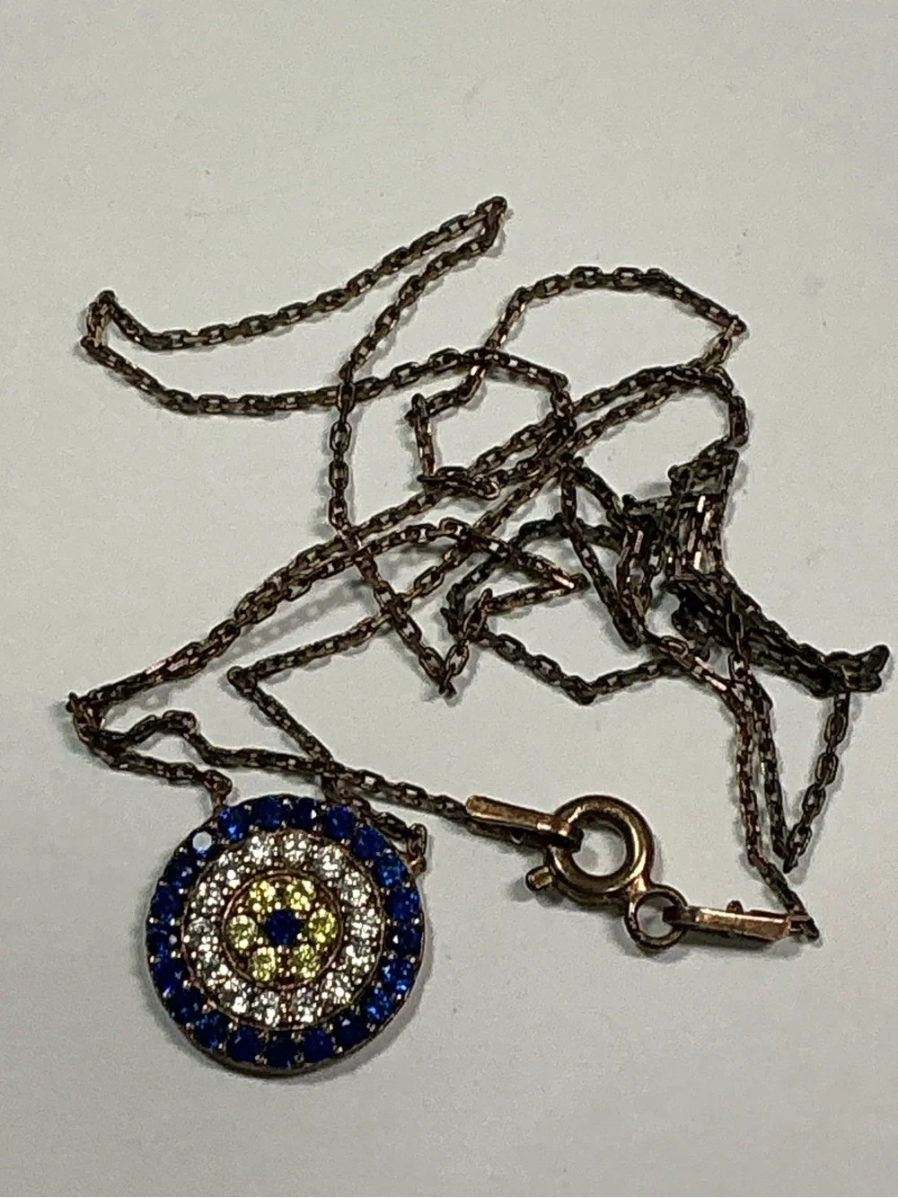 Sterling Silver Blue and White Halo Pendant Necklace